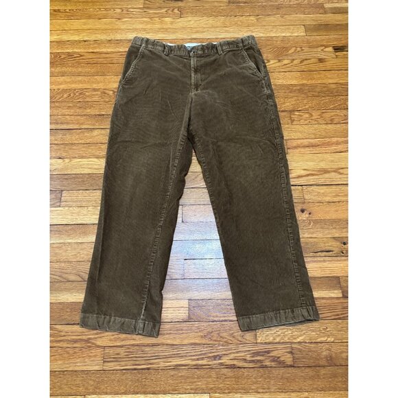 LL Bean Mens Comfort Waist Corduroy Pants Size 38x30 Brown Flat Front Trousers - Picture 1 of 6